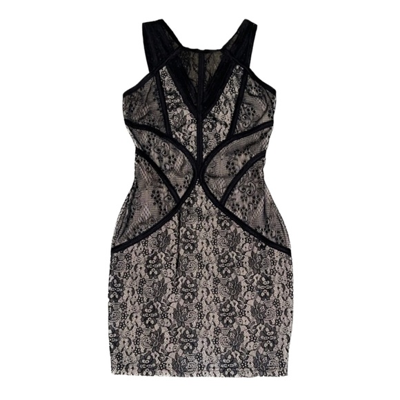 Forever 21 Sexy Black Lace with Nude Underlining Mini Dress - Picture 3 of 4